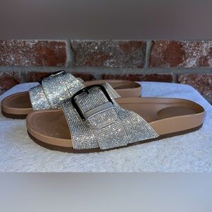 NWOT - Madden Girl Becca Sandal Sparkling Silver Slide Sandals size 8.5